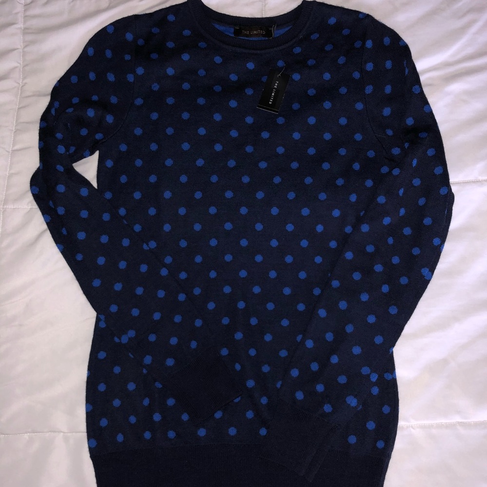 Limited navy Polk a dot sweater NWT